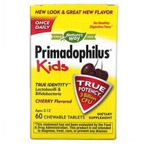 네이처스웨이 어린이유산균 30억 체리맛 60정 Primadophilus Kids Age 2-12 Cherry 3 Billion CFU 60 Chewable Tablets, 1개