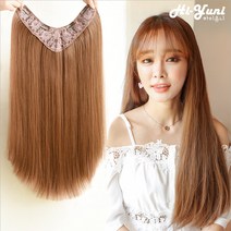 하이유니 스트레이트 반가발 셀프 붙임머리 헤어 피스 패션 부분 가발, 45cm, 네츄럴블랙