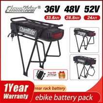 몬스터벌크 전기자전거배터리 Bafang-48v 배터리 팩 52V 이바이크 36V 21700 셀 20AH BMS 강력한 후면 랙