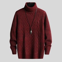 남성용 두툼한 아가일 패턴 터틀넥 기본 목폴라 꽈배기 니트 티 남자 데일리 트위스트 긴팔 풀오버 폴라 니트 M~3XL 오버핏 비보뉴 K240P427