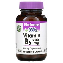 블루본넷뉴트리션 비타민B6 200mg 베지캡슐 90정, 2병