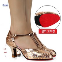 사교 라틴 댄스힐 라인댄스구두 라인 재즈 탱고 플로어 댄스슈즈 댄스화, ZK98 로즈골드 6.5부 굽 (고무창), 39