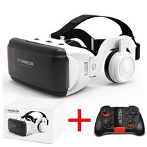 VR 헤드셋 vr 안경 컴퓨터 트래커 총 4.7-6.53quot에 대한 shinecon g06e 3d 휴대 전화 비디오 영화 게임 패드가 있는 헬멧 골판지 가상 현실 스마트폰, [02] VR With Controller A