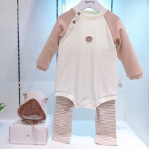 아가방 부평점 || 22 BRAND NEW || 귀여운 곰돌이 자수의 아가방 바디수트 세트 || 세련된 옅은 색감의 바디슈트 || 귀여운 스트라이프 바지 모자 ||