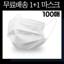 1+1 지하철 대중교통 콜센터 회사 얇은 3중필터 중국산 일회용 비말차단 덴탈 쿨 마스크 100매, 성인 화이트 50매+성인 블랙 50매