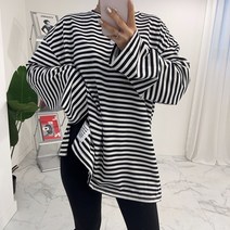 어반조이 루즈핏 라벨 패치 단가라 무지 레이어드 티셔츠