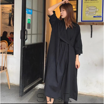 Sun siR 년 봄여름신상품롱스커트면마여름브이넥작은블랙프렌치여성원피스입니다