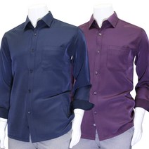 긴팔 남자 남성 가을 중년 실크 솔리드 남방 셔츠 춘추용 폴리실크카라 폴리실크카라긴팔