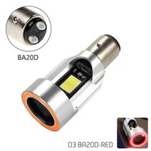 블루/레드 엔젤 아이 H4 LED 바이크 오토바이 헤드 라이트 Ba20d HS1 H6 스쿠터 램프 전구 DRL 액세서리 12-80V, 03 BA20D Red