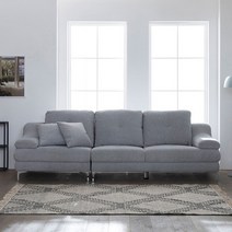 장인가구 바에르 기능성 패브릭 조야원단 4인용 소파, 그레이, 그레이