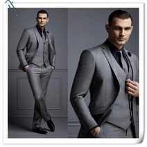 남성정장세트 수트 양복 맞춤형 신랑 들러리 다크 그레이 턱시도 피크 옷깃 웨딩 베스트 맨 블레이저 자켓 바지 조끼 넥타이