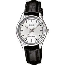 카시오 casio 여성용 쿼츠 시계 가죽 스트랩 블랙 12 모델: EAW-LTP-V005L-7AUDF 실버
