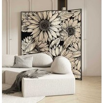 파티션가벽침대 가리개 가벽 라탄 병풍 가림막, 브라운 40x180cm 4문