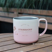 스타벅스 중국 2021 벚꽃 MD 텀블러 시리즈 핑크화이트골드도자기머그컵355ml, 핑크백금스테인리스테이블컵355ml