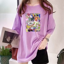 [오늘발송] 여성용 아기자기 오버핏 반팔 티셔츠[AXG6TS012A]