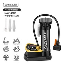 Xunting 120PSI 자전거 미니 풋 플로어 펌프 휴대용 자전거 타이어 펌프 압력 밸브가 장착된 핸드 자전거 펌프, M43B-01 블랙입니다.