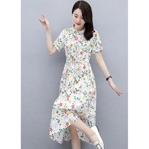 엔티랄라 여성복 원피스 면마 소재 예쁜 스커트 롱기장 편안한 시원한 면마 원단과 우아한 잔꽃 패턴 잘록한 허리라인 연출 활용하기 좋은 아이템