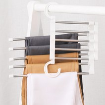 엘홈 다용도 공간활용 접이식 5단 바지걸이 화이트, 1개