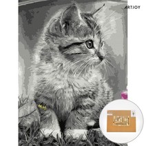 아트조이 DIY 명화그리기 (물감2배) 흑백 고양이 30X40cm