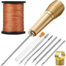 가죽공예 가죽 바느질 키트 diy leather 바느질 송곳 바늘과 구리 손잡이 세트 leather canvas tent shoes repairing tool wnylon, 세트 d
