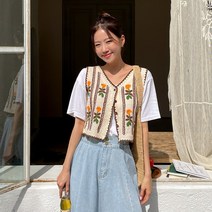 플레 에스닉 뜨개 니트 조끼