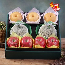 [햇살아름]당도선별! 진품사과 배 메론선물세트7.1kg이상 (사과4개 배3개 메론2개), 단품