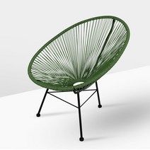 아카풀코 코드 야외의자 에그체어 흔들의자 안락의자 쿠션포함 라탄의자, 딥그린, 고정, 쿠션미포함