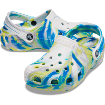 크록스 키즈 클래식 마블 클로그 타이다이 패턴 유아동 통기성 쿠션 풋베드 방수 시그니처 샌들