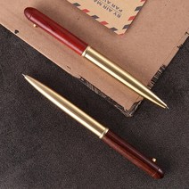 각인가능 앤틱 우드 황동 볼펜 스러운볼펜 글자각인볼펜 글씨각인볼펜 각인펜 입사선물 졸업선물, 레드