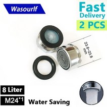 Wasourlf 2pcs 물 절약 수도꼭지 통풍기 m24 수나사 2l 3l 4l 주방 탭 교체 액세서리 피팅 버블 러 욕실, 8리터, 2개