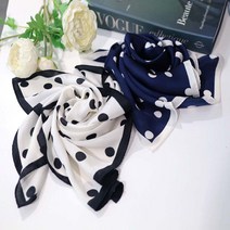 메리앤유 2장세트 도트패턴 실크라이크 정사각 쁘띠스카프 54cm x 54cm