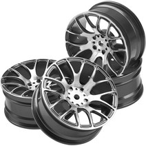4팩 HIRCQOO 금속 휠 림 12mm 육각 허브 1/10 온로드 레이싱 투어링 드리프트 카 타미야 TT-01 쿄쇼 레드, 01 블랙.