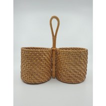 이솝마켓 2구 라탄 원형 손잡이 바스켓 정리함