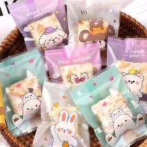 쿠키포장지 100p 미니 과자간식 소품 선물 악세사리 접착씰링 비닐필름 봉투백 가방파우치 지퍼백, D 토끼10x10