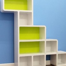 파티션책장 서랍책장 거실서재 더크린 DIY 공룡 공간분리 오픈 수납함, 화이트 블루