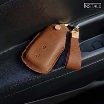 인스톨 스파크 푸에블로 가죽 스마트 키케이스 키홀더 / 쉐보레-03, 블랙(+금속 실버), 꼬냑