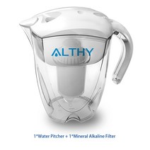 드롱기 ALTHY 3.5L 미네랄 알칼리성 물 투수 필터 Ionizer - 400L 긴 수명 필터-정수기 여과 시스템-pH Alk, 01 pitcher and filter