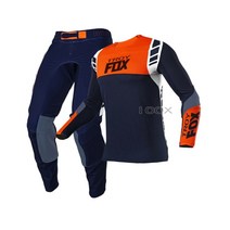 오토바이 레이싱 바이크 슈트 상의 하의 세트 Troy Fox MX MTB Flexair Mach 기어 모터크로스 키트 한 벌 산 Bicycle Offroad Jersey, 저지 L 팬츠 34, 주황색