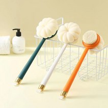 놀자리빙 플라워 양면 손잡이 바디브러쉬 샤워 목욕솔 간편 목욕 등밀이, No.02 양면브러시 오렌지