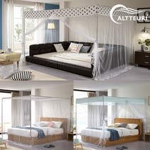 알뜨리 써머쿨 지퍼식 사각 모기장 캐노피 침대 텐트 방충망