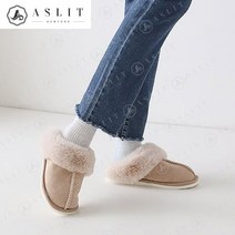 애슬릿(주얼리) [애슬릿] 푹신한 세무 퍼 장식 스티치 슬리퍼
