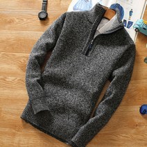 도오빠 부르스 남성 기모 니트 티셔츠 터틀넥 반집업 긴팔 니트티 도톰한 안감 목티 스웨터 겨울 남자니트티 프리사이즈