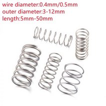 용수철 스프링 20PCS SS304 스테인레스 스틸 압축 두께 0.4mm 0.5m 미니 가정용 유지 보수 도구 하드웨어 악세사리205835, 25mm, 8mm