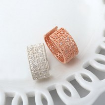 [8-659-05]순은반지 큐빅두겹레이스 10mm 실버925 1개