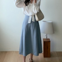 [바보사랑] 여성 봄봄 플레어 뒷밴딩 롱 스커트 치마[디작소]