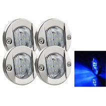 12V 해양 보트-트랜섬 LED 선미 조명 라운드 후미등 요트 액세서리 4 개입, [01] BL