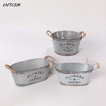 CNTCSM 빈티지 철예 화분 화통 구제 베란다 다육식물 전원풍 라지 양철 작은 화분, 원형구 19 밑창 15 높이 11CM