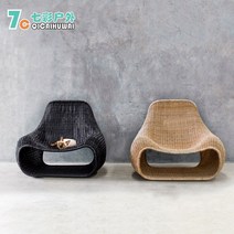 야외바베큐장 테라스 야외 라운지 의자 발코니 정원 안뜰 등나무 침대 일광 욕실 해변 인간의 둥지 소파, [03] 커피 테이블 블랙, [01] 콤비네이션