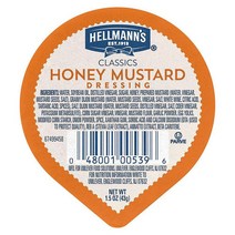 미국직구 헬만스 클래식 허니 머스타드 드레싱 딥 컵 글루텐 프리 인공 향료 고과당 옥수수 시럽 없음 네츄럴 소스 색상 1.5온스 108팩, 수량, 상세참조