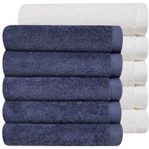 10장 두꺼운 호텔수건 40수 코마사 200g 클래식블루 5p + 화이트 5p, 클래식블루, 화이트